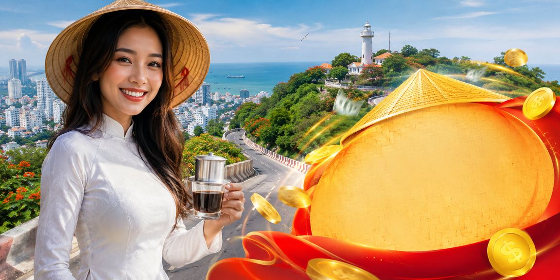Người dùng Vũng Tàu nhận cashback và thưởng qua ứng dụng di động với nón lá truyền thống